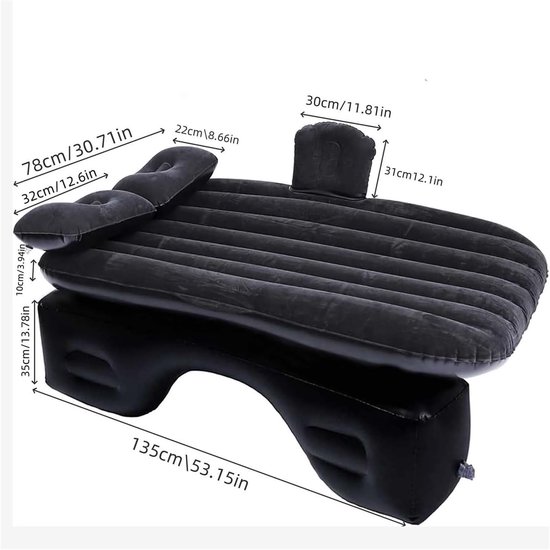 Autoluchtmatras - Reisbed Auto - Comfortabel Slapen - Op Maat Gemaakt - 135 cm Breed - Grijs — afbeelding 3