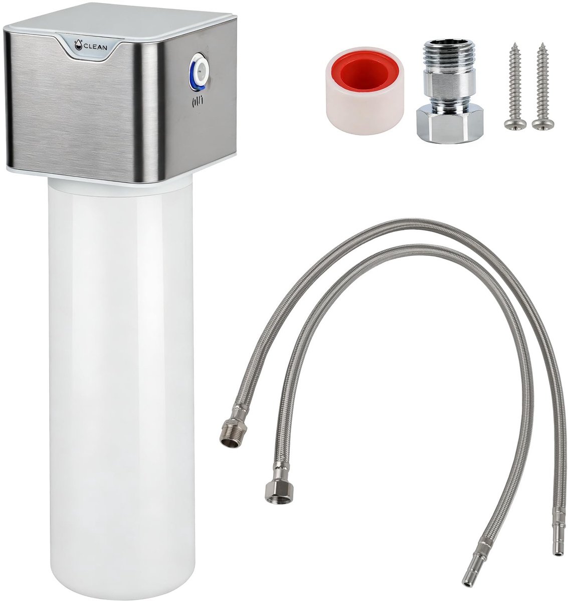 LIVIA HOME- Onder tafelwaterfilter Hoge prestaties - Waterfilter voor leidingwater - Compatibel met 1/2" en 3/8" kranen - Dubbele certificering NSF 42/53 - Levensduur filtercartridge 12 maanden - Afmetingen 38 x 18 x 14 cm
