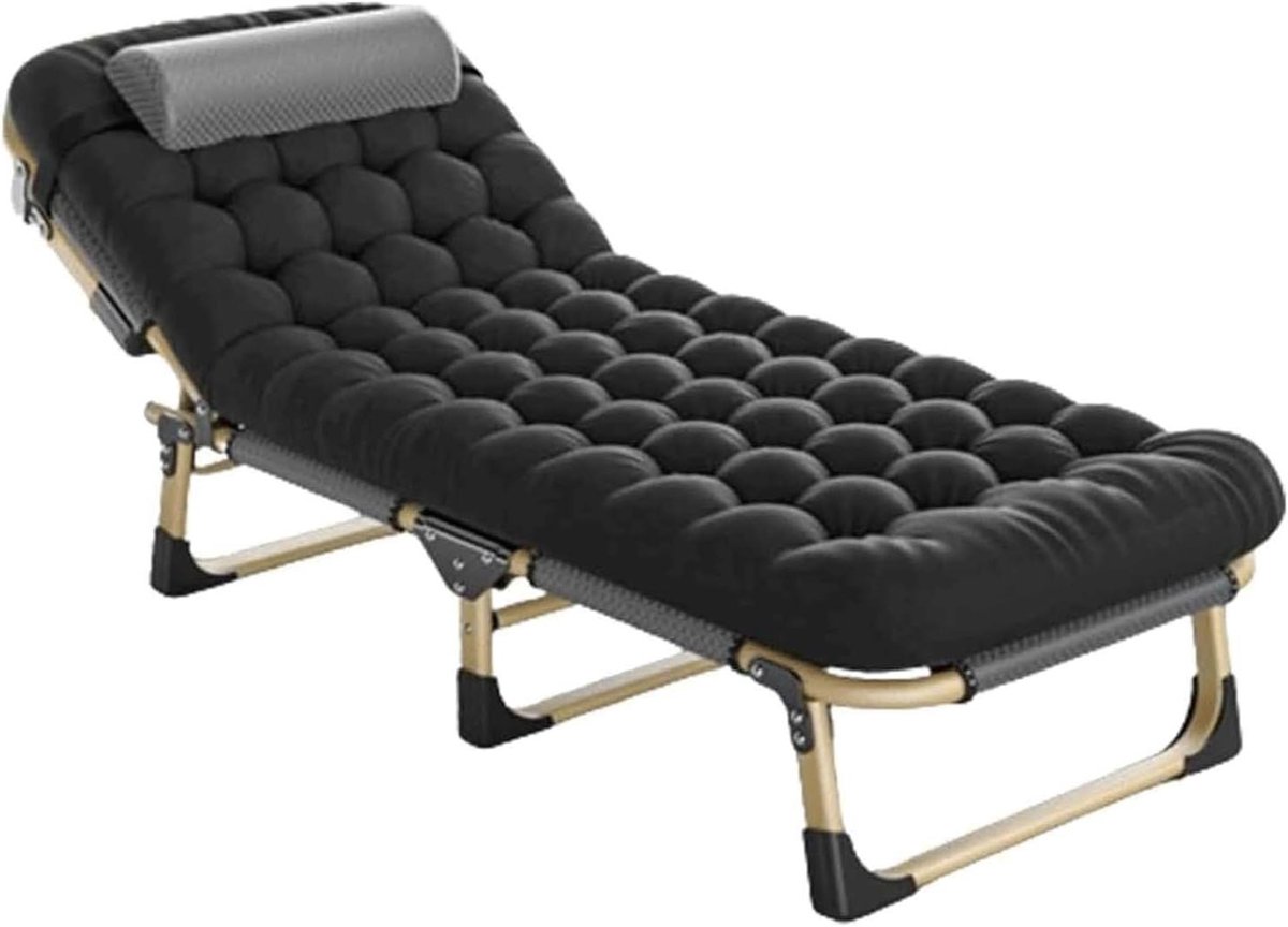 Opvouwbaar campingbed - Ligstoel bed - Ontspannen buiten - 5-positie verstelbaar - 193 cm lang - Grijs
