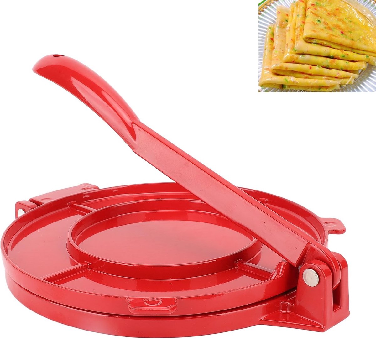 LIVIA HOME- Tortillapers 10 Inch - Handmatige Tortillapers - Multifunctionele Deegpers - Gietijzeren Tortillapers - Efficiënt en Handig - Ideaal voor Taco's en Flatbread - Tortilla Maker