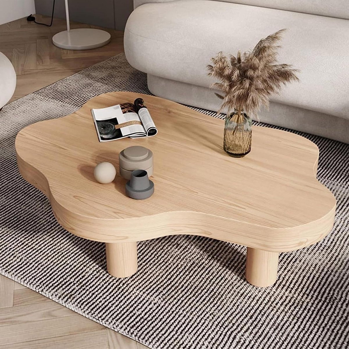 Wolkvormige salontafel - Uniek accentstuk - Woonkamer verfraaien - Afgeronde hoeken - Dikke eindtafel - Natuurlijk hout