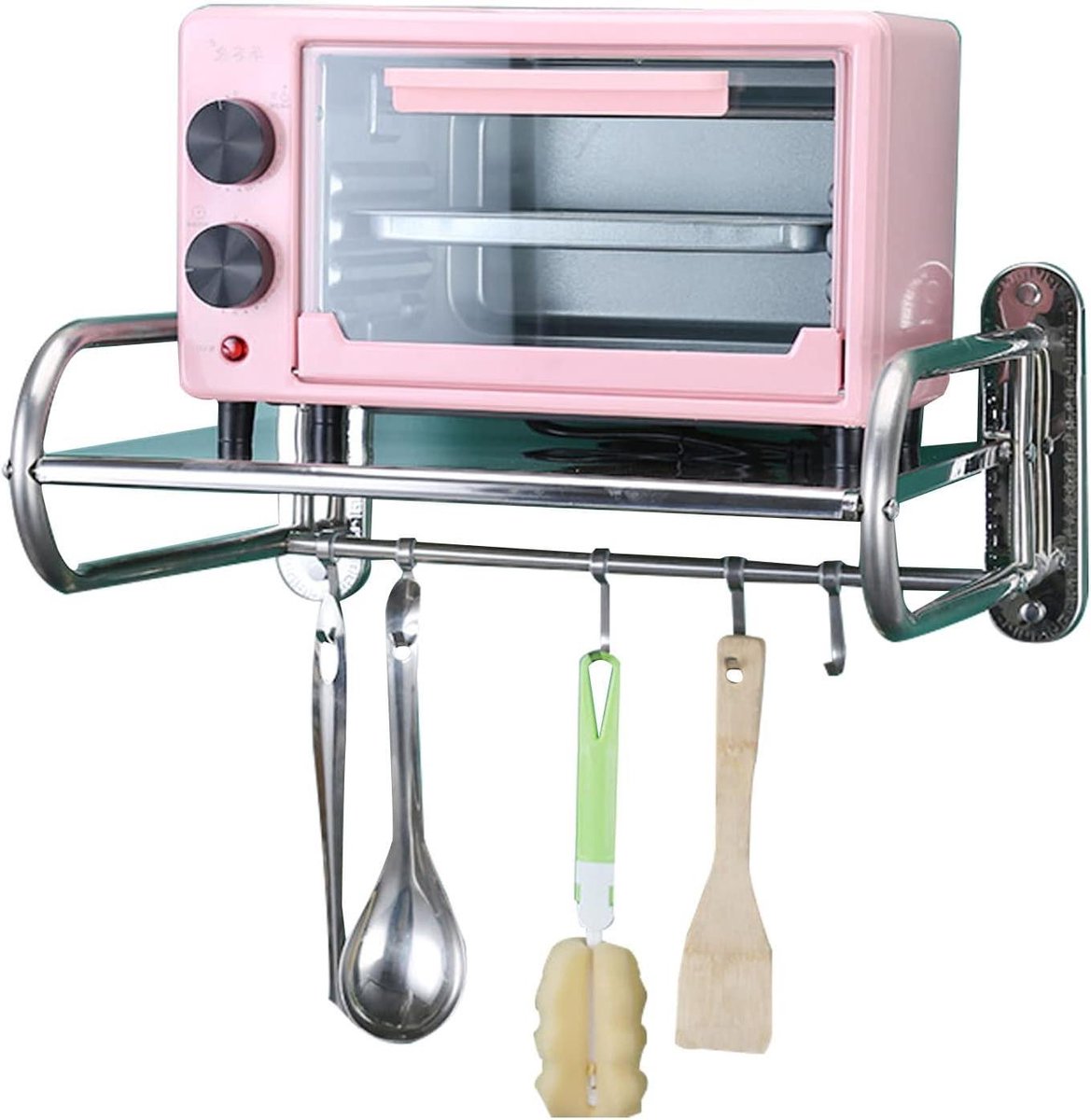 Magnetron Wandplank - Keukenrek Oven - Keuken Organiseren - Verstelbare Lengte - Tot 56 cm - Zilver
