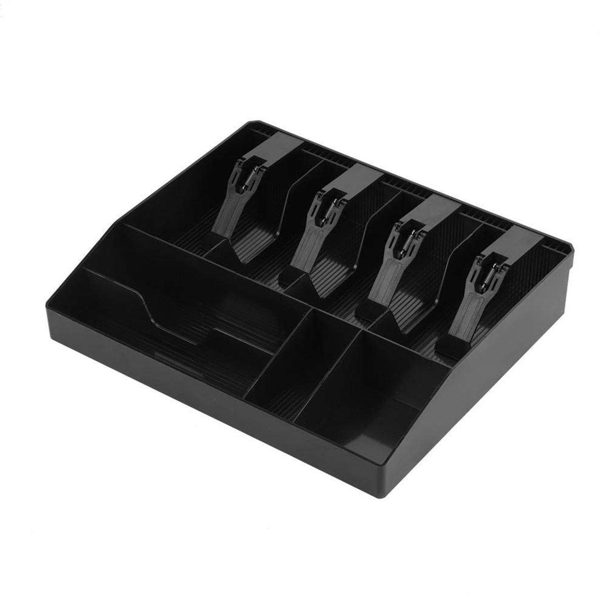 SMOAKEZ- Geldkassette 32 x 27 cm - 4 Compartimenten - 4 Muntzakken - Plastic - Lichtgewicht 565 gr - Ideaal voor kleine kassa - Cashbox