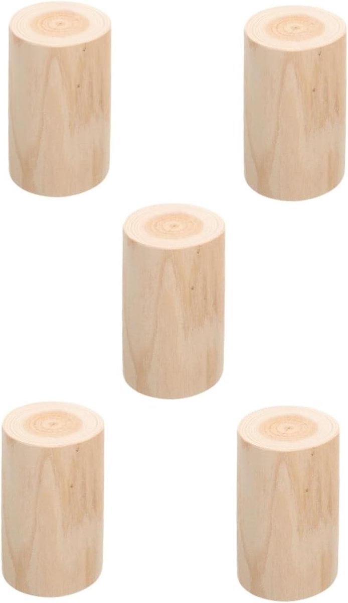 Houten Kandelaars - Kaarshouders Decoratie - Tafel Decoratie - Rustieke Stijl - 5 Stuks 30cm - Beige