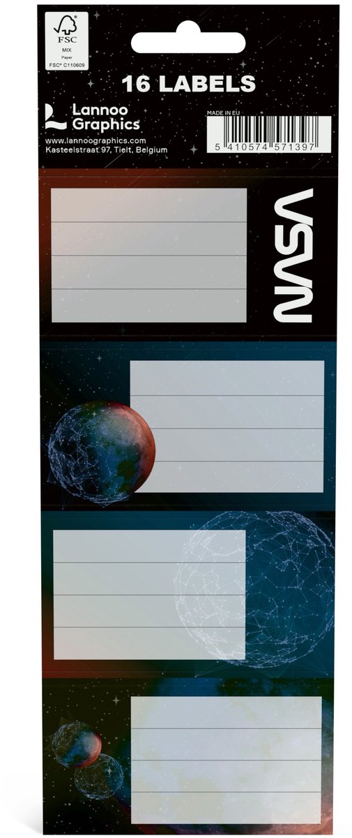 NASA Zelfklevende schooletiketten - set van 16 stuks