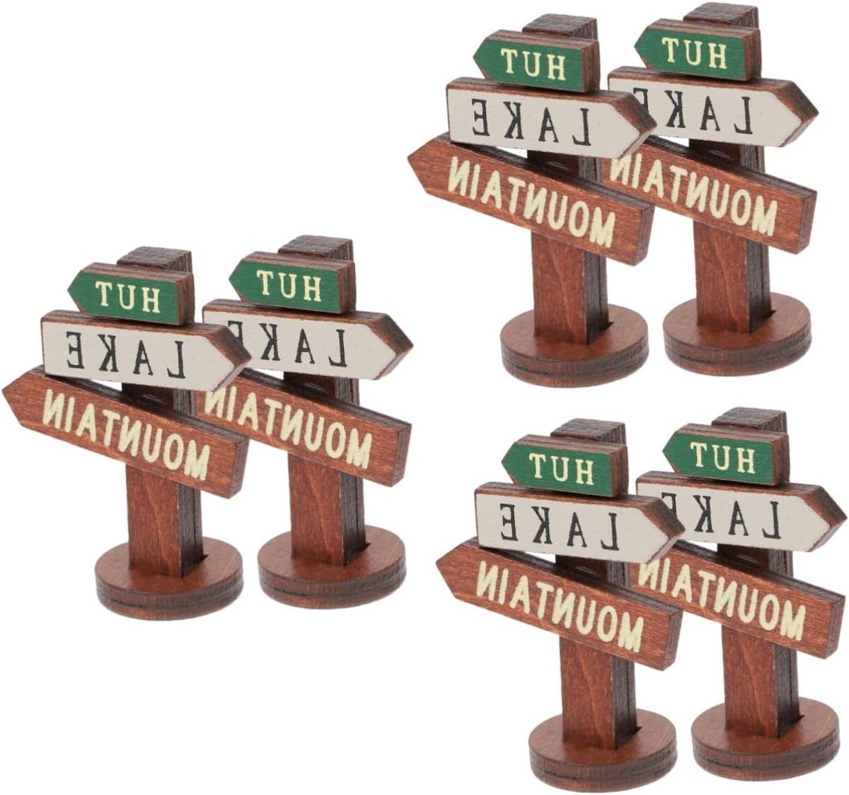 Mini Wegwijzers - Tuindecoratie Bordjes - Miniatuur Tuinieren - Lindehout Materiaal - 6 Stuks - Natuurlijk Hout