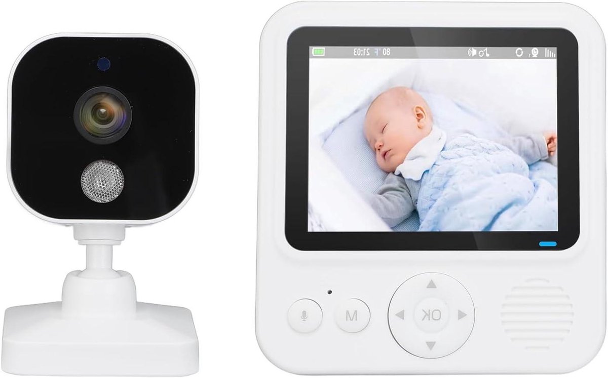 Babyfoon Met Camera - Draadloze Monitor - Baby Bewaken - Temperatuur Melder - 2.8 Inch Scherm - Wit