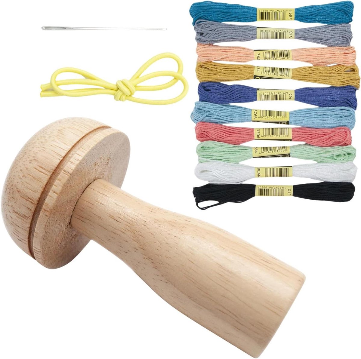 Gladmaakset Paddenstoel - Reparatieset Naald - Kleding Repareren - Antislip Groefontwerp - 10.5 cm - Houtkleur