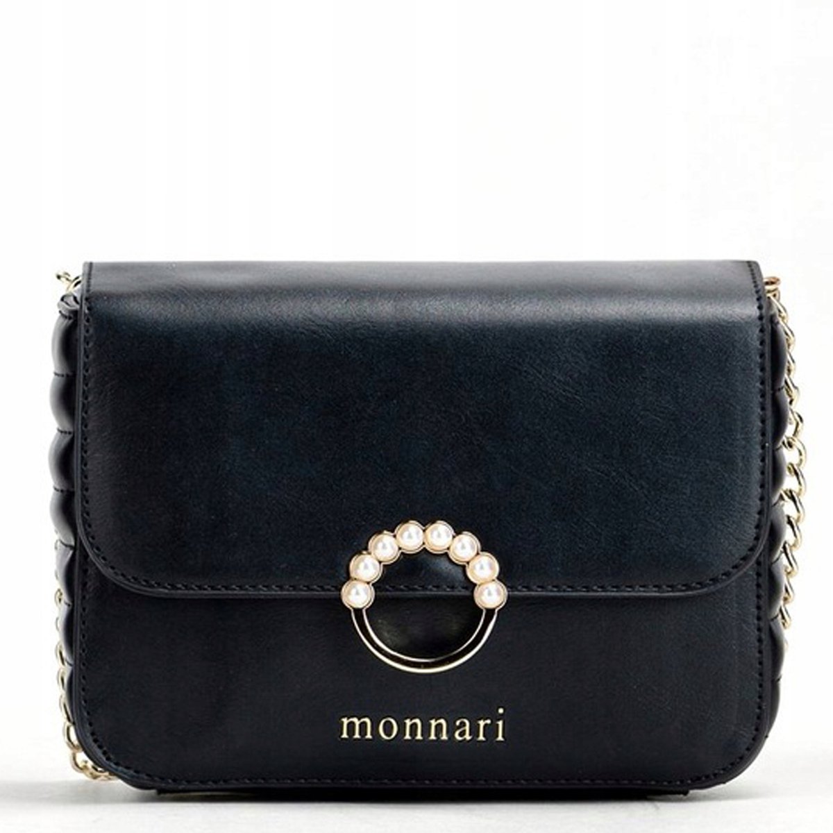 Monnari Dames Handtas Zwart Imitatieleer met Parelcollier