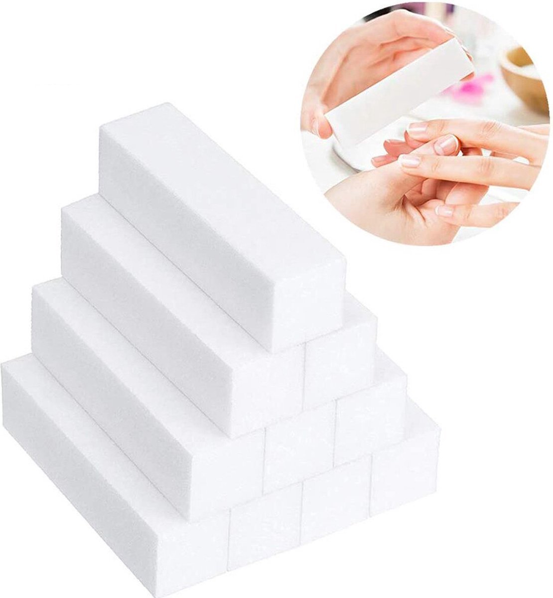 Okado Nagel Bufferblok 2 Stuks – Wit – 2000 Grit Polijstblok – Voor Natuurlijke Nagels & Kunstnagels – Opruwen & Egaliseren – 9,5 x 2,5 x 2,5 cm