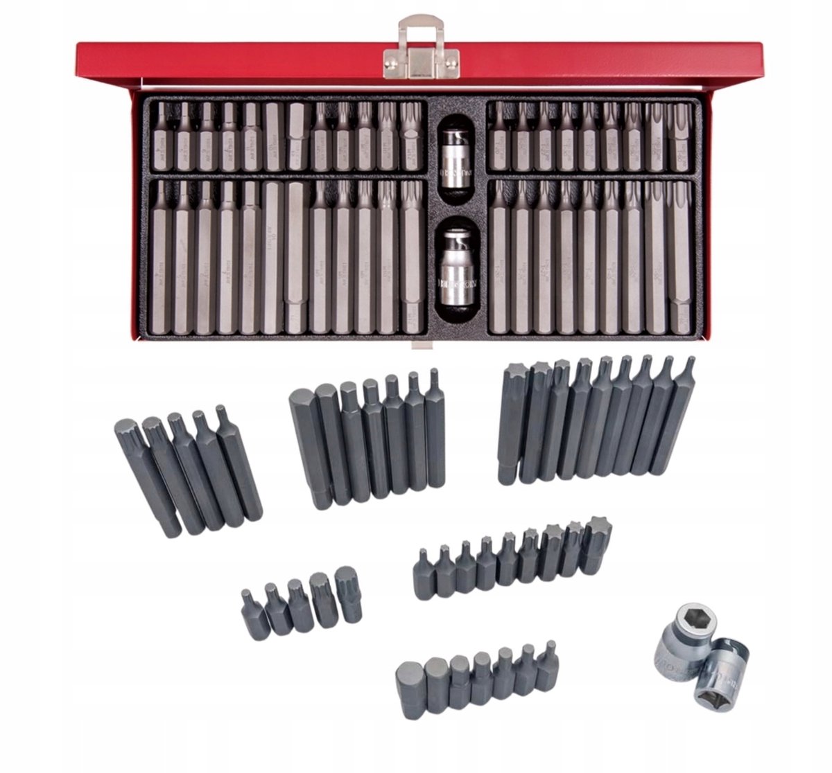 King Tony 44-delige bitset: Torx, Hex, Spline in metalen cassette