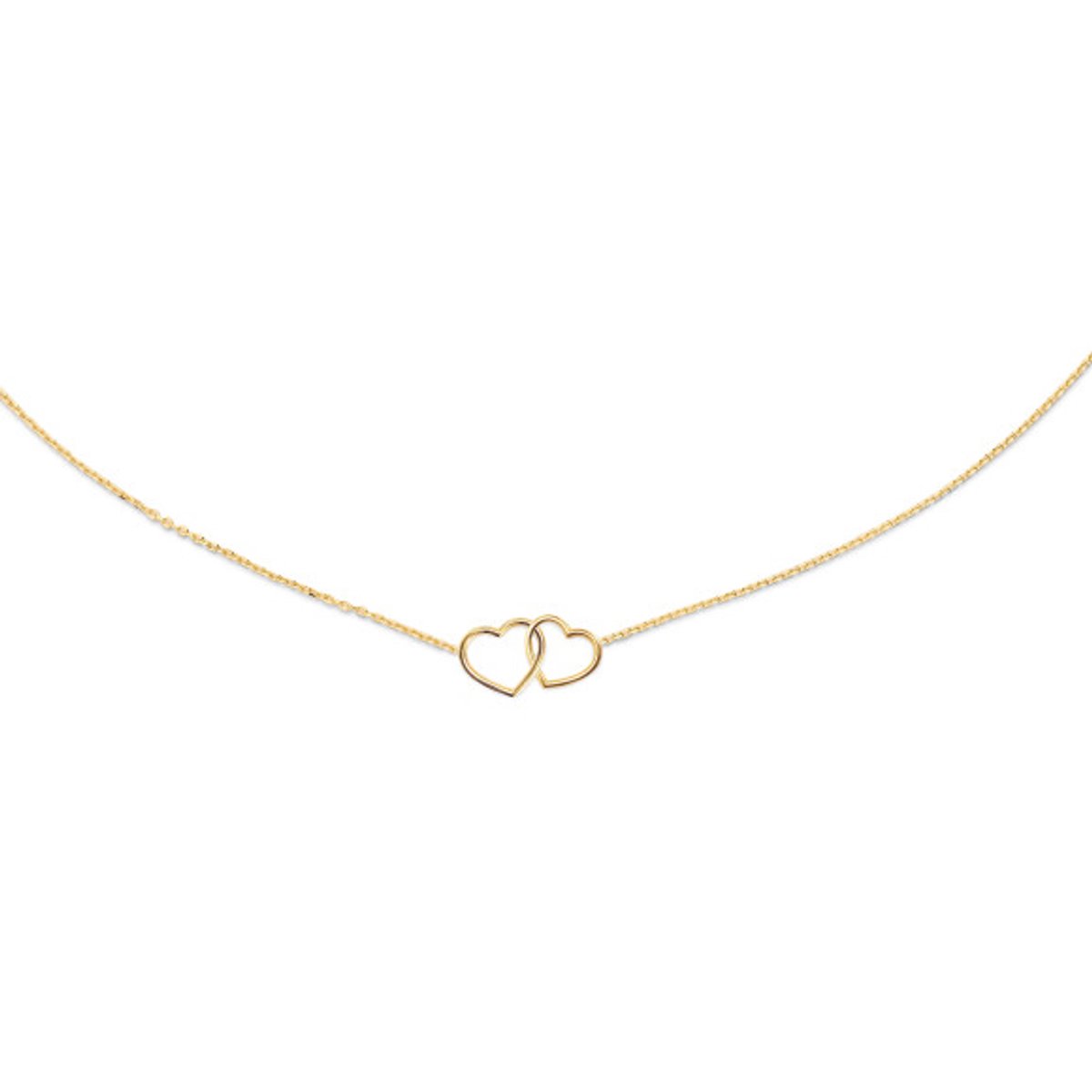 Jackie Double Heart Necklace 585 14 Karaat Goud 45