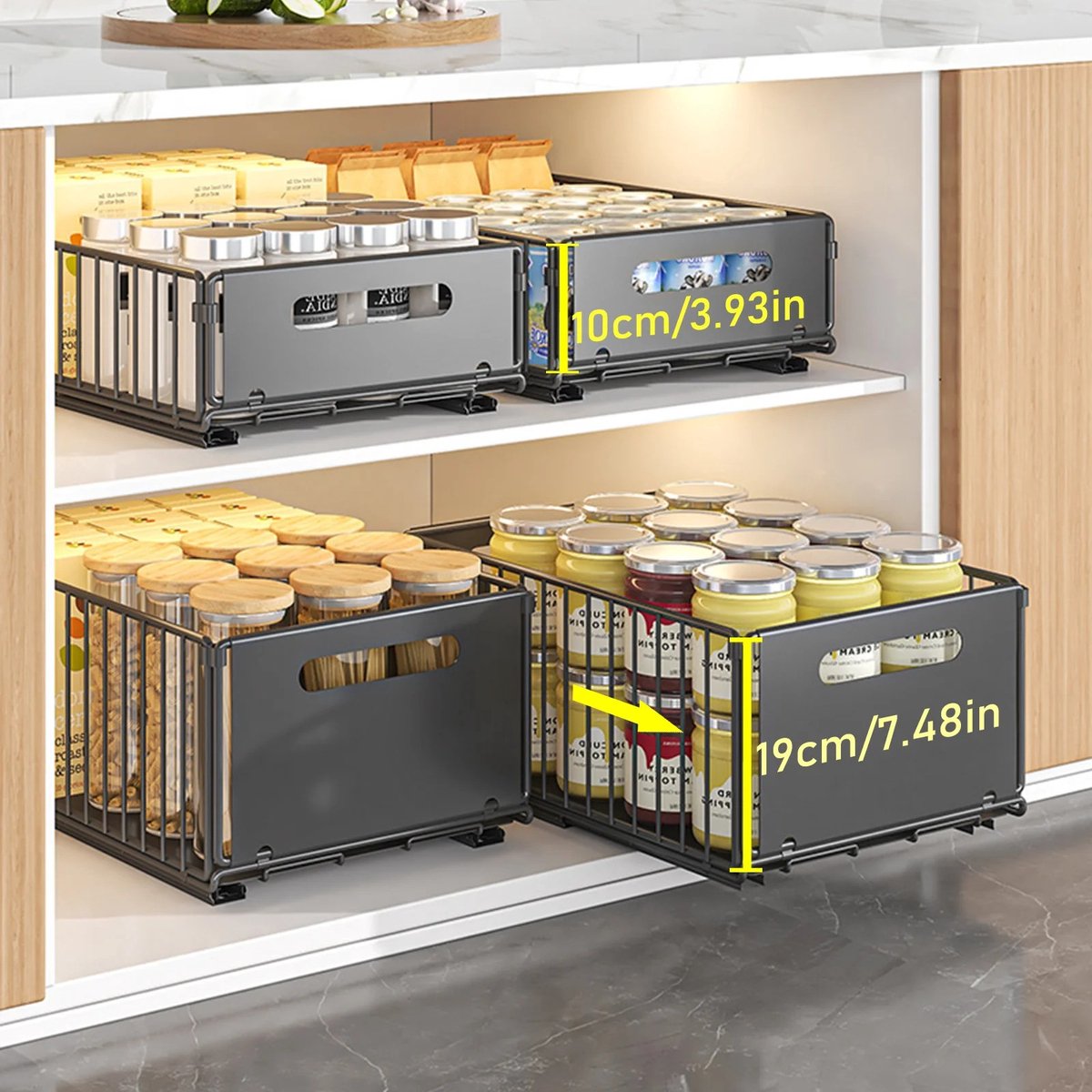 Dailygoods 2-delige uittrekbare keukenkast organizer rek schuifbare opbergplank voor keukenopbergruimte onder de gootste