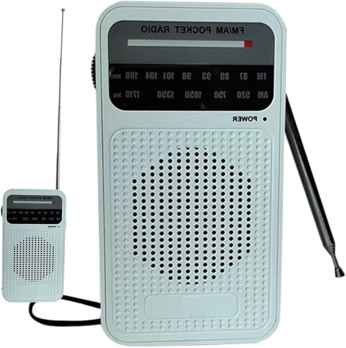Draagbare Radio - AM FM Ontvanger - Buiten Luisteren - Lange Afstand - 13 x 7 x 4 cm - Wit