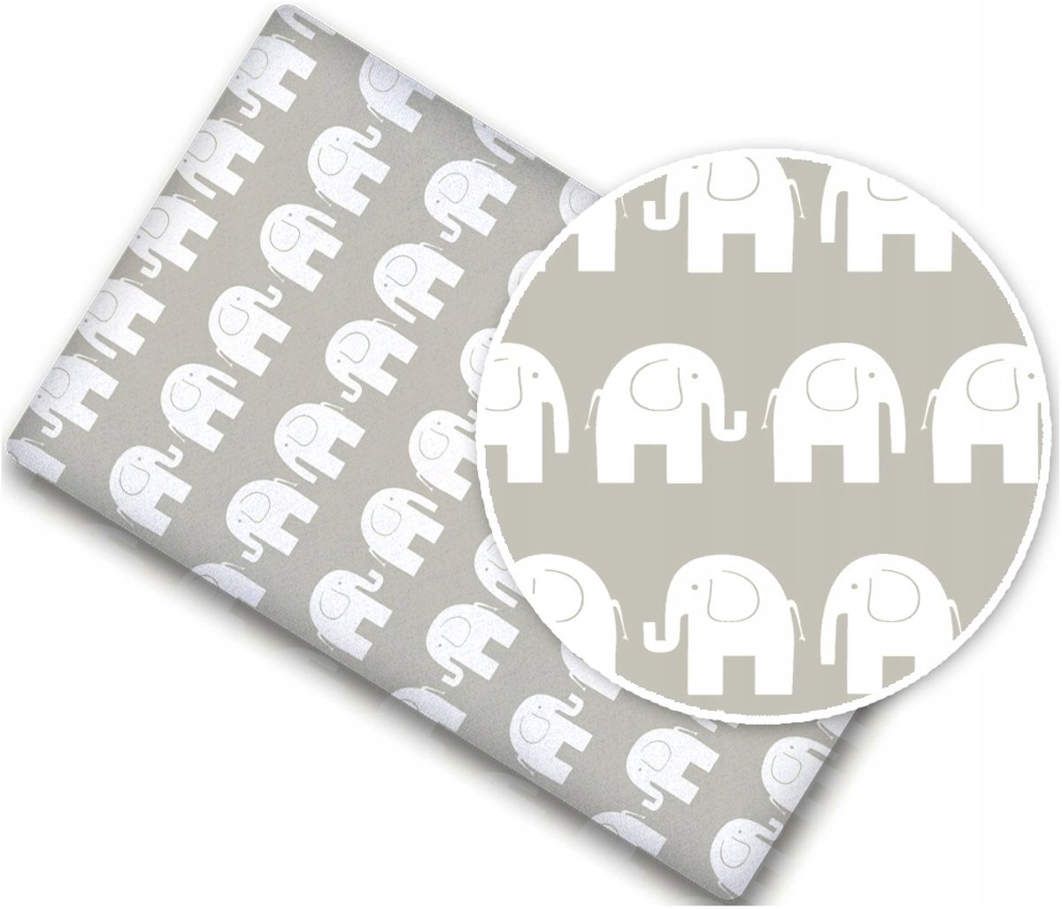 Babymam Hoeslaken 120x60cm Katoen met Elastiek - Witte Olifantjes