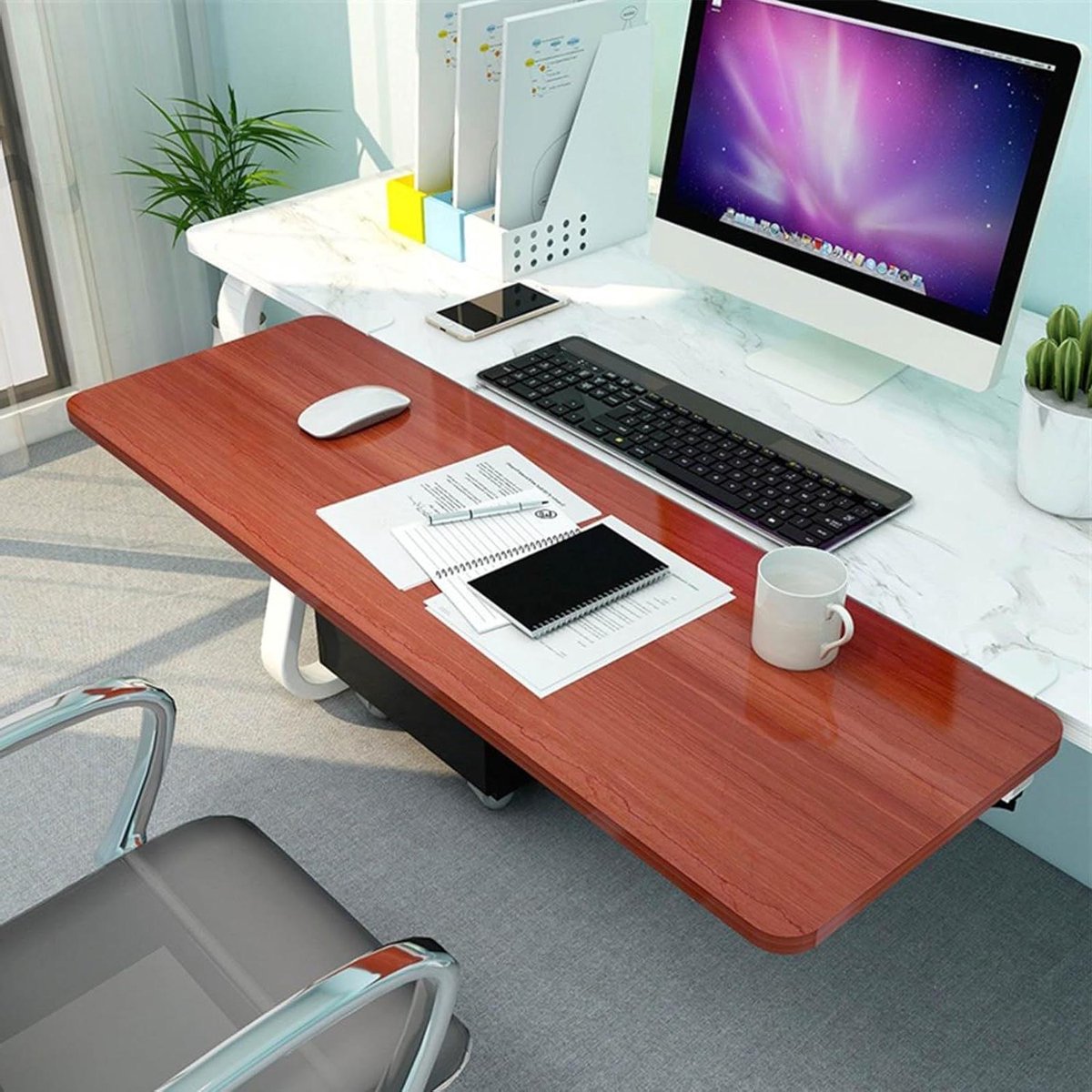 Bureauverlenger - Werkplek Vergroter - Comfortabel Werken - Opvouwbaar Ontwerp - 75x25cm - Houtkleur