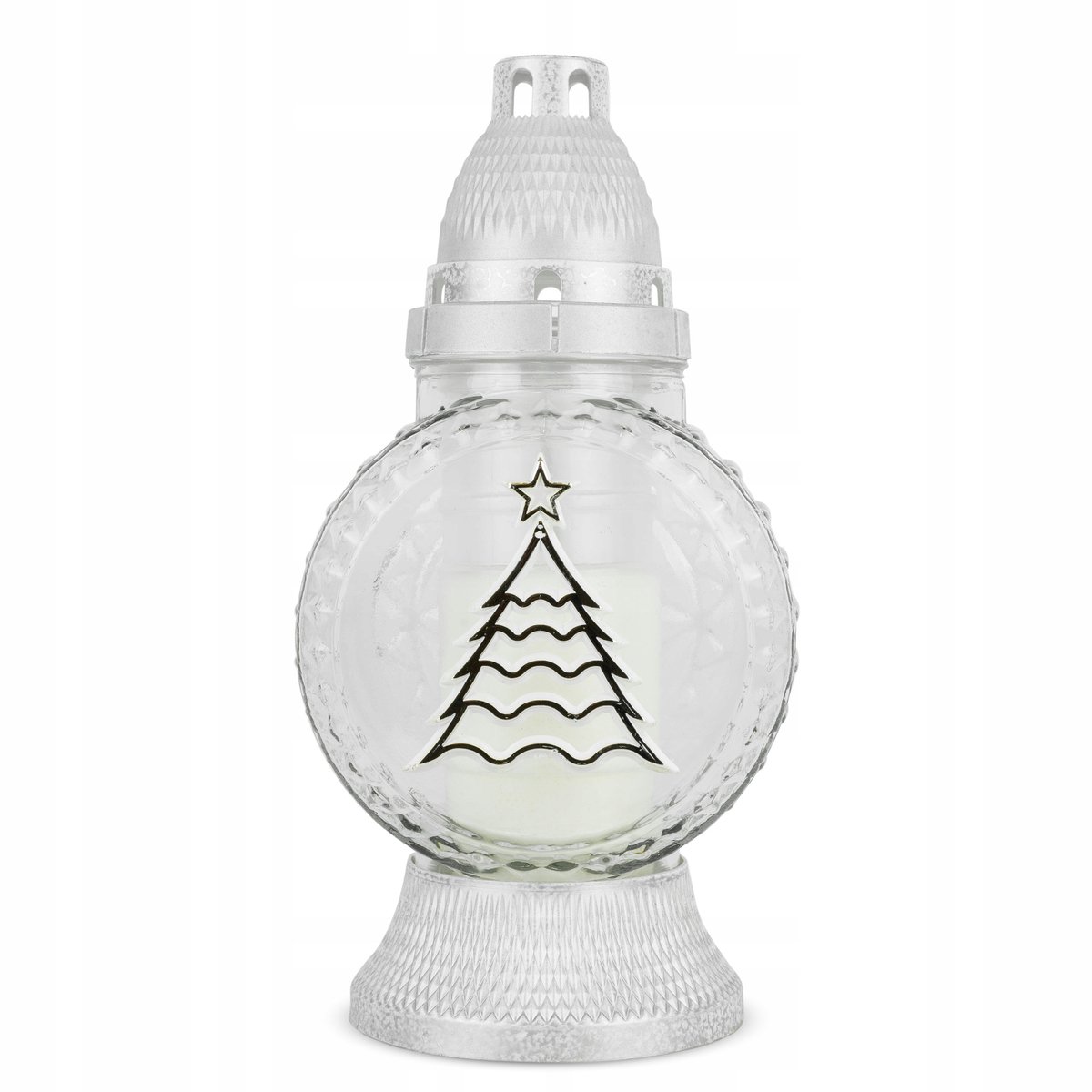 Kerstkaars 'Tree' 25 cm Wit DP753 Glazen Kaars met Vulling