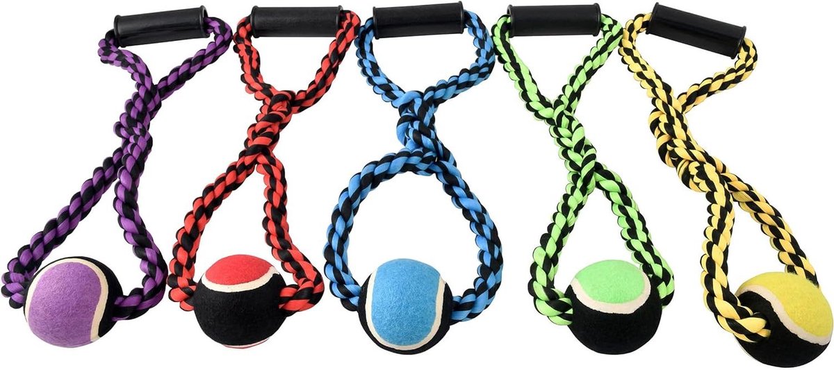 Honden Speeltouw - Touw met bal - Samen Spelen - 100% Katoen - 20 Inch - Meerdere Kleuren