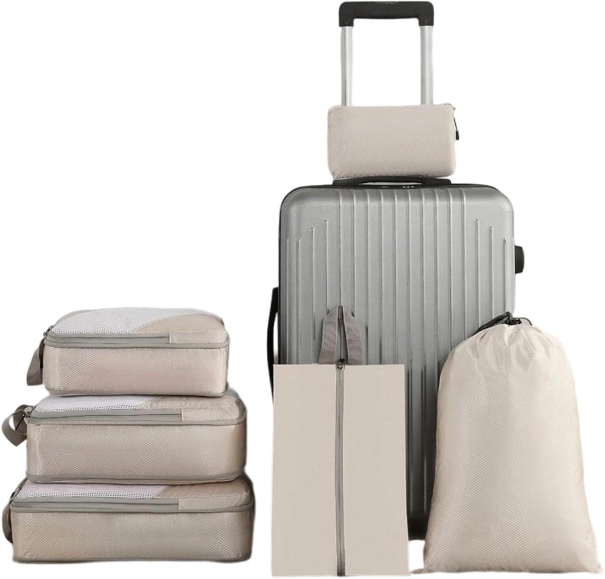 Reis Opbergzakken - Koffer Organizer Set - Ruimte Besparen - 6 Delige Set - 43 x 33 cm - Zwart