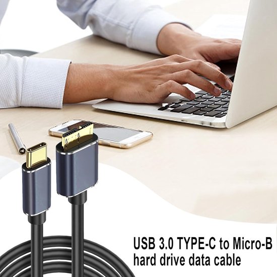 Externe Harde Schijf - Mobiele Opslag - Snelle Data Overdracht - Universele Type-C - 100 cm - Zilver — afbeelding 3