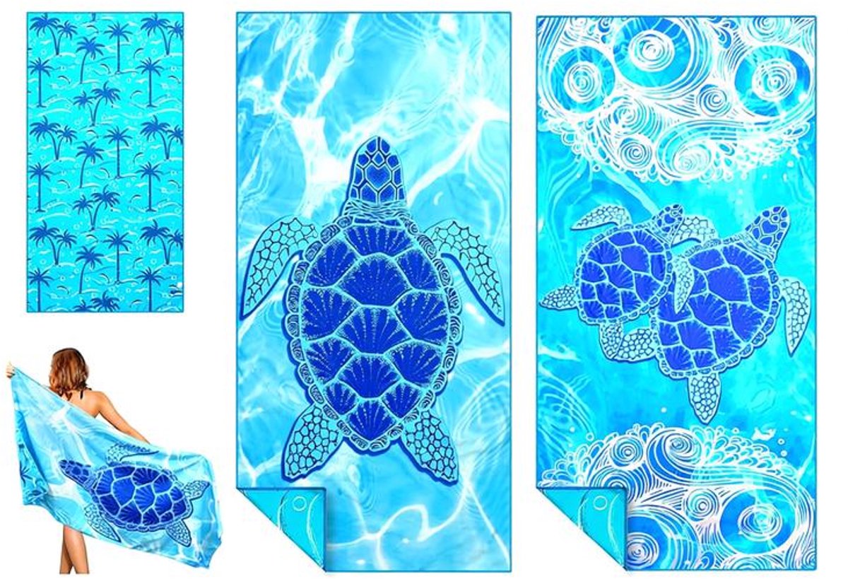 Maison Elara Set van 2 sneldrogende strandhanddoeken, extra groot formaat, zandafstotend en lichtgewicht