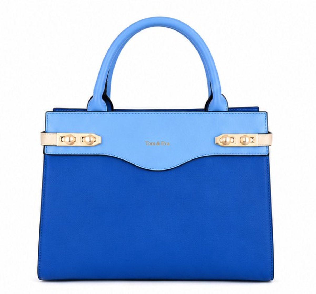 Tom & Eva Design Handtas Blauw - mooie kleurcombinatie - stak model - zeer nette afwerking - (bxhxd) ca. 30cm x 21cm x 13cm