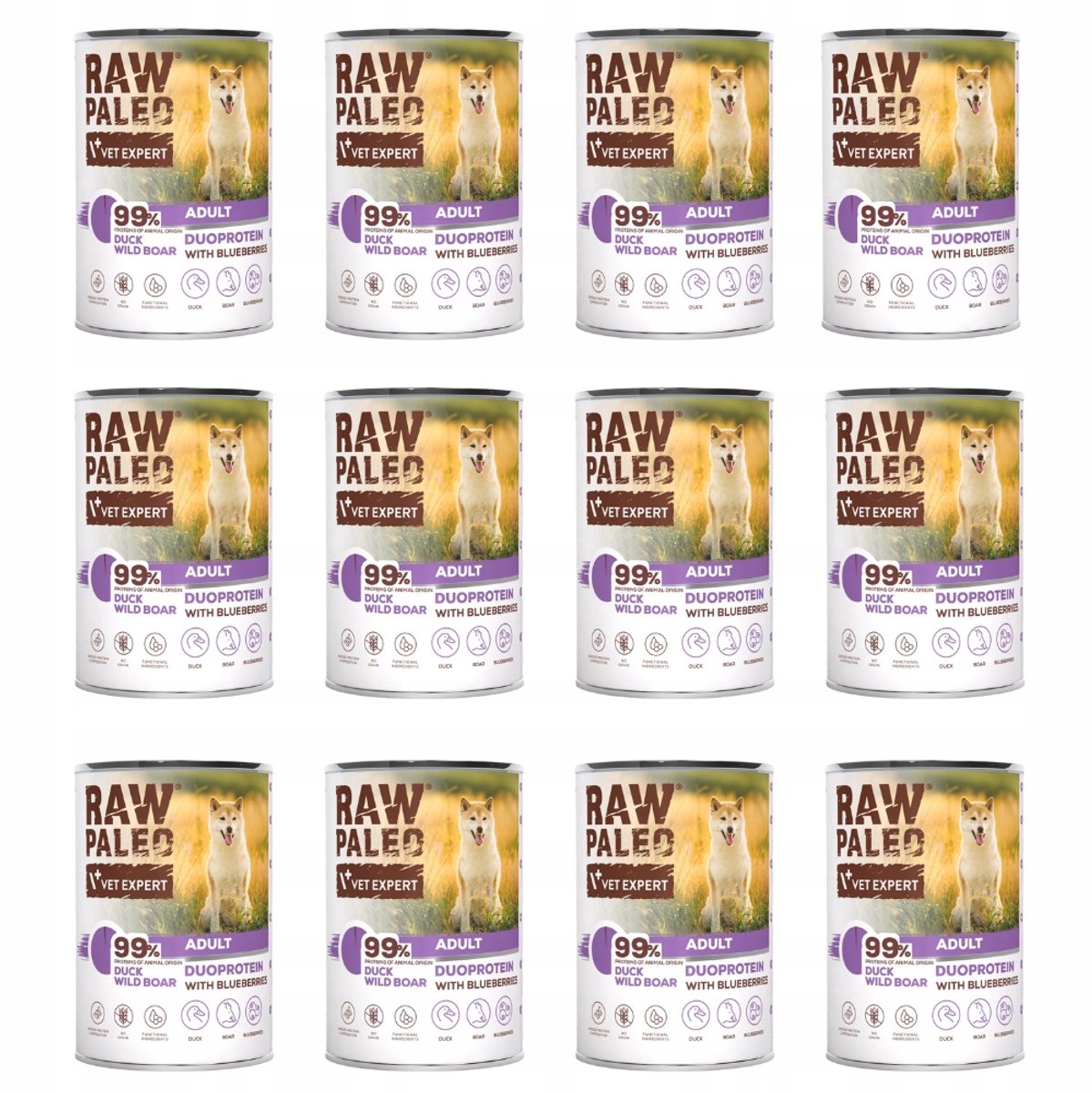 VETEXPERT VetExpert Raw Paleo - Natvoer voor Honden - Eend en Zwijn - 12x400g