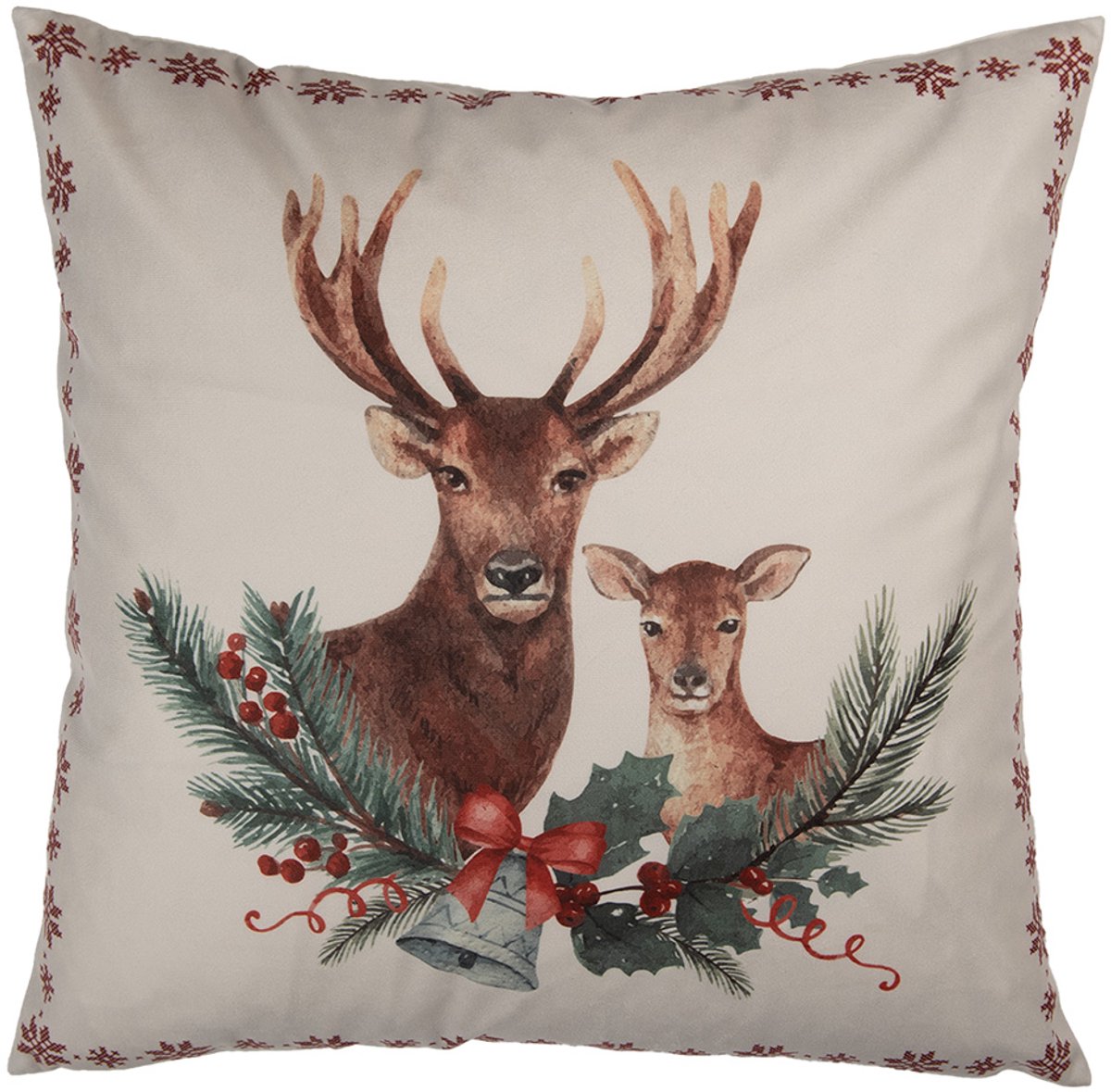 Clayre & Eef Sierkussen 45x45 cm Beige Polyester Rendier