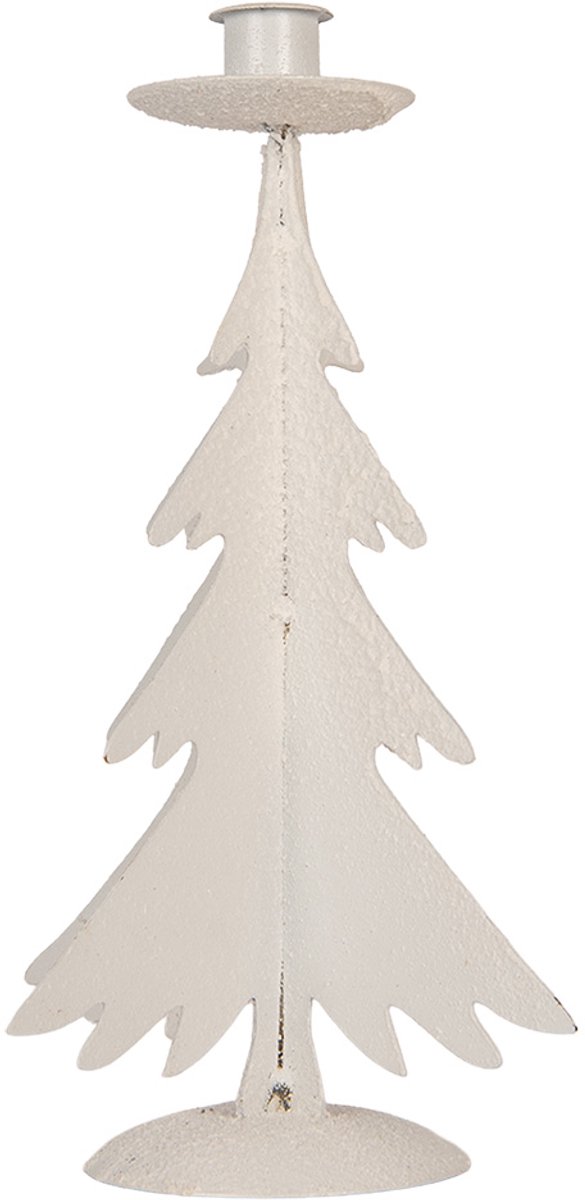 Clayre & Eef Kandelaar Kerstboom Ø 9x26 cm Grijs Metaal