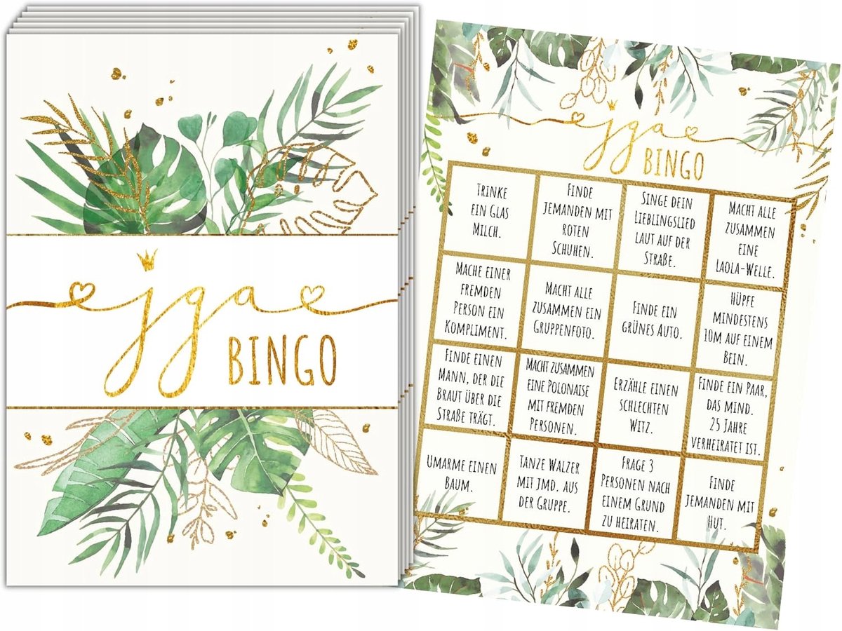 JGA Bingo Spel - Duitse Editie met 16 Opdrachten voor Vrijgezellenfeest