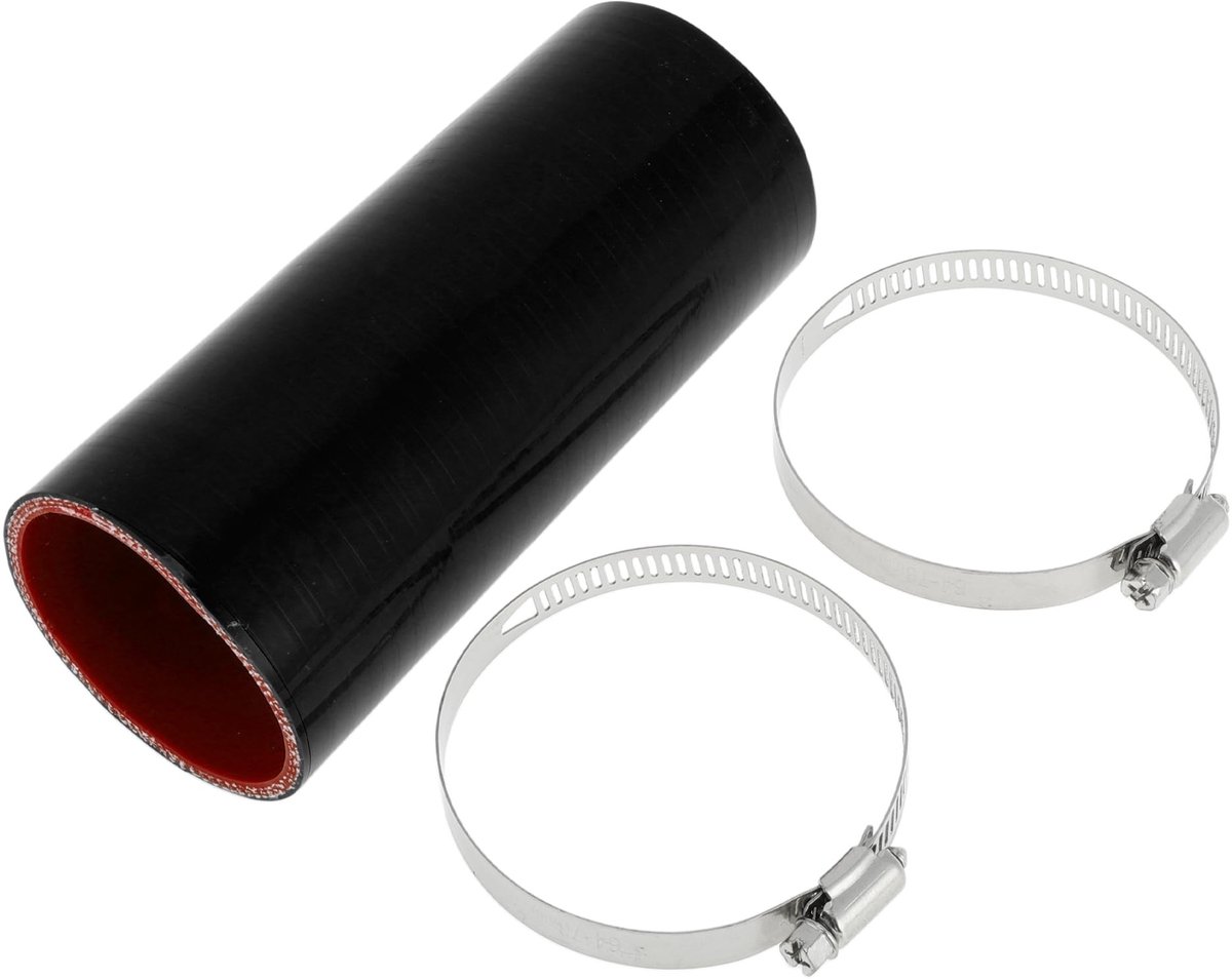 Dailygoods- Koelmiddelslang 57 mm - Siliconen - Zwart/Rood - Klemmen - Temperatuur tot 300 °C - Dikte 4 mm - Meerlaags geweven weefsel - Slang