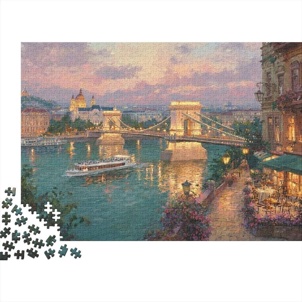Kettingbrug Puzzel - Landschap Puzzel - Ontspanning Thuis - Recyclebaar Karton - 1000 Stukjes - Scenic River