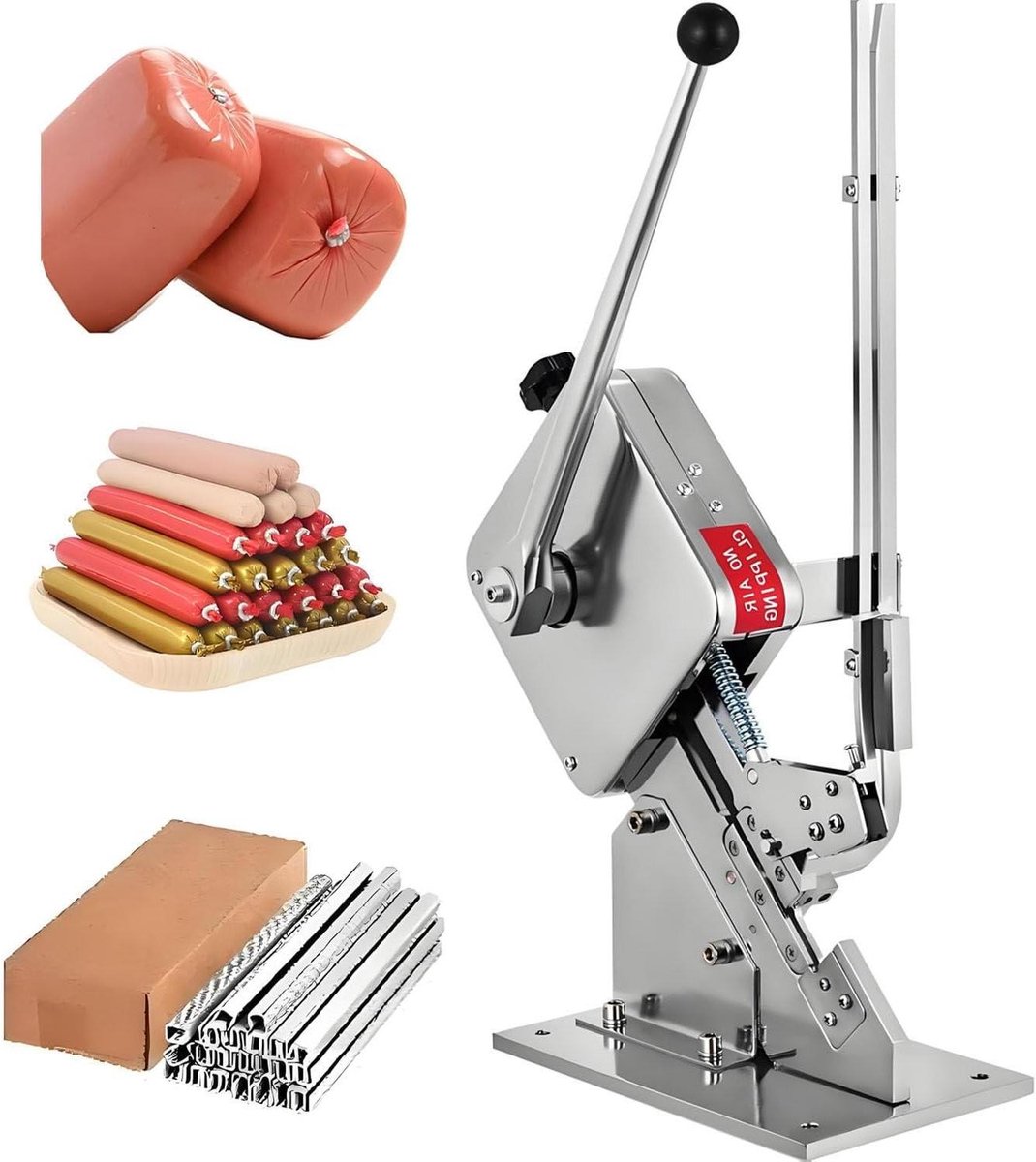 Worstklem Machine - Zaksluitmachine - Voedsel Verpakken - Efficiënte Handmatige Bediening - 4000 Stuks Klemmen - Zilver