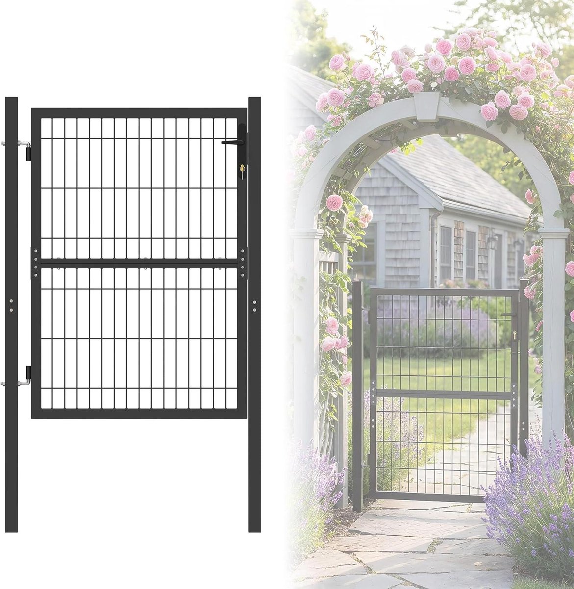 Tuinpoort - Hekdeur - Tuin afscheiden - Roestwerende coating - 125 x 100 cm - Antraciet