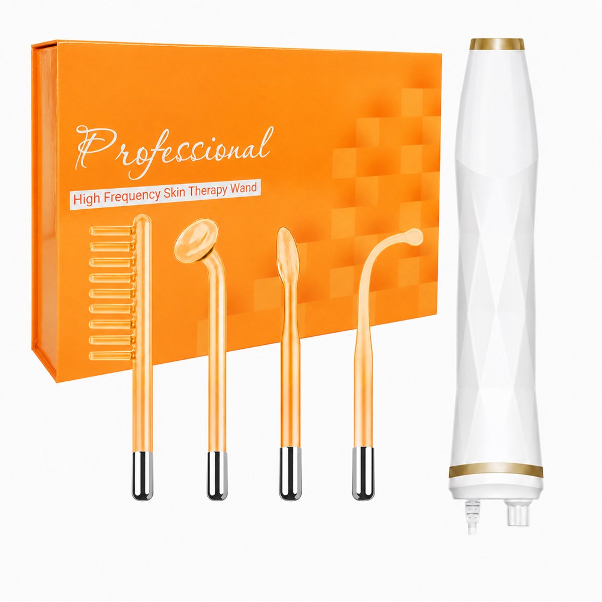 OUYLAF Fototherapielamp - gezichtsverzorging apparaat - Persoonlijke Verzorging - Gezichtsmassage apparaat - Lichttherapie lamp - Apparaat met 4 Verschillende Buizen - oranje kleur