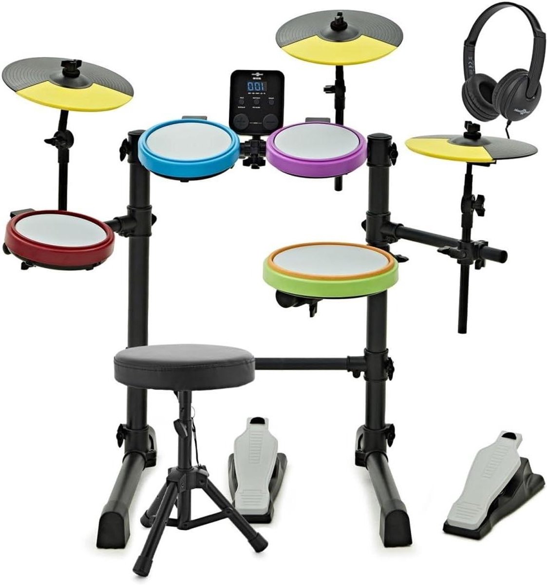 Elektronisch Drumstel - Kinder Drumstel - Muziek Leren - Mesh Drumvellen - 60 x 55 cm - Zwart