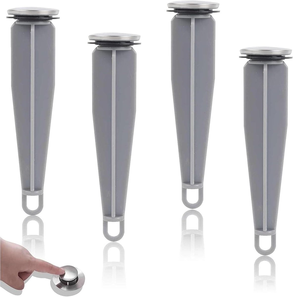 Pop-up stoppers - Afvoerstoppers badkamer - Waterdicht afsluiten - Verchroomde afwerking - 4 stuks - Zilver