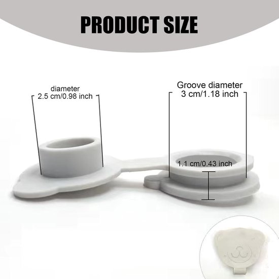 Badstopper - Lekvrije Stop - Water Dicht Houden - Flexibel Siliconen Materiaal - 3 x 2.5 x 1.1 cm - Grijs — afbeelding 4