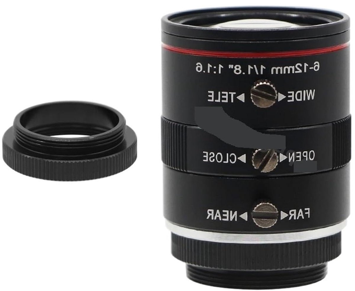 Industriële Cameralens - Varifocale Lens - Machinezicht Vastleggen - 3 Megapixel Resolutie - 6-12mm Brandpuntsafstand - Zwart