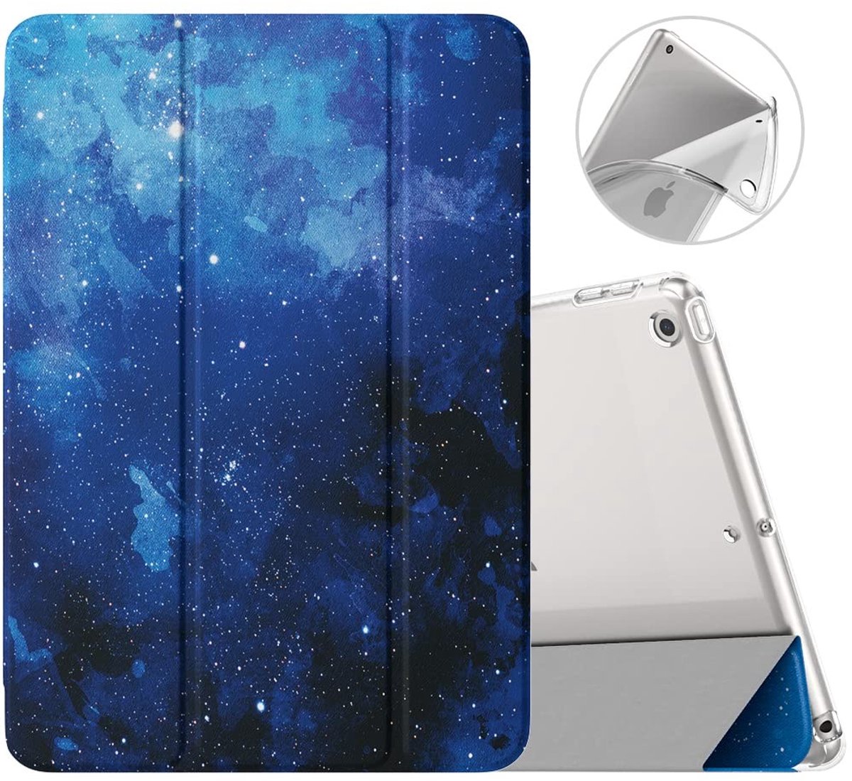 VLEMICO - iPad 10.2 hoesje - Zachte matte achterkant - Slank en lichtgewicht - Blauw - Automatisch waken/slapen - Geschikt voor iPad 9e, 8e en 7e g...