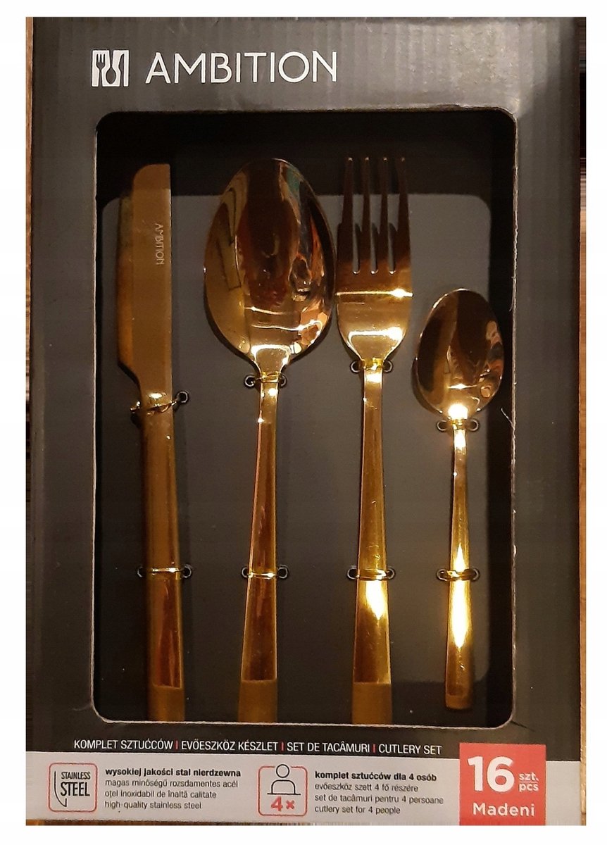 Ambition Madeni Gold Bestekset 16 Delen voor 4 Personen