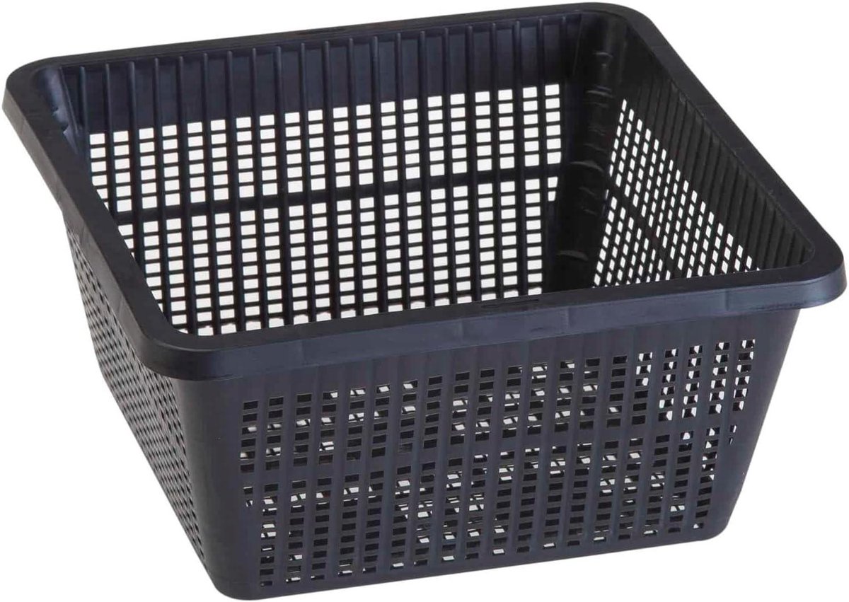 Plantenmand Plastic - Kweekmand Vijver - Vijverplanten Verzorgen - Rechthoekige Vorm - 19 x 19 cm - Zwart