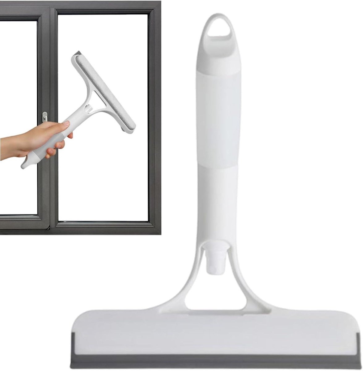 Raamwisser met spray - Handheld schraper - Streeploos reinigen - Geïntegreerde sproeier - 21.5 x 25.7 cm - Wit