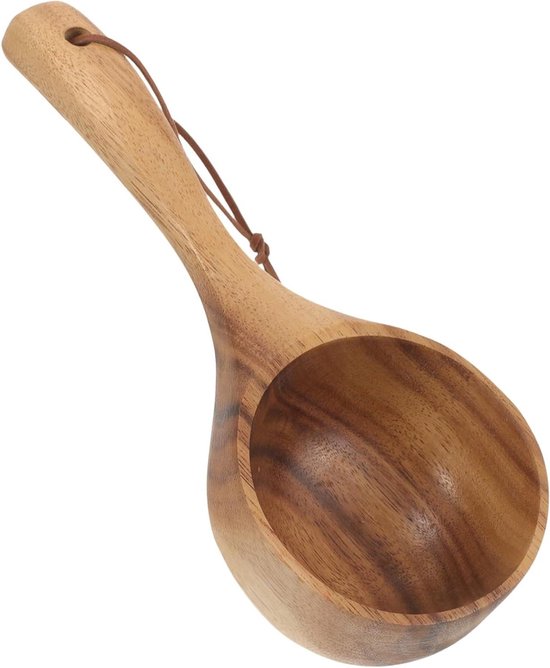 Houten Opscheplepel - Waterlepel - Sauna Gebruik - Versterkt Handvat - 21 cm - Bruin