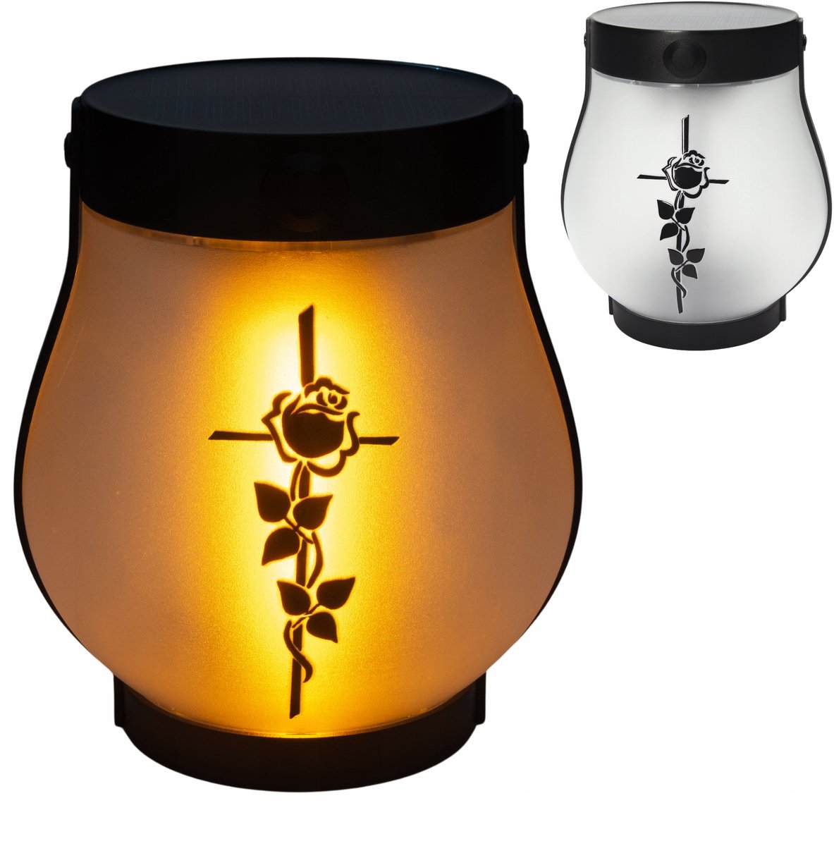 Zonne-LED Lampion Graf Kruis Roos - Sfeervol Graflicht