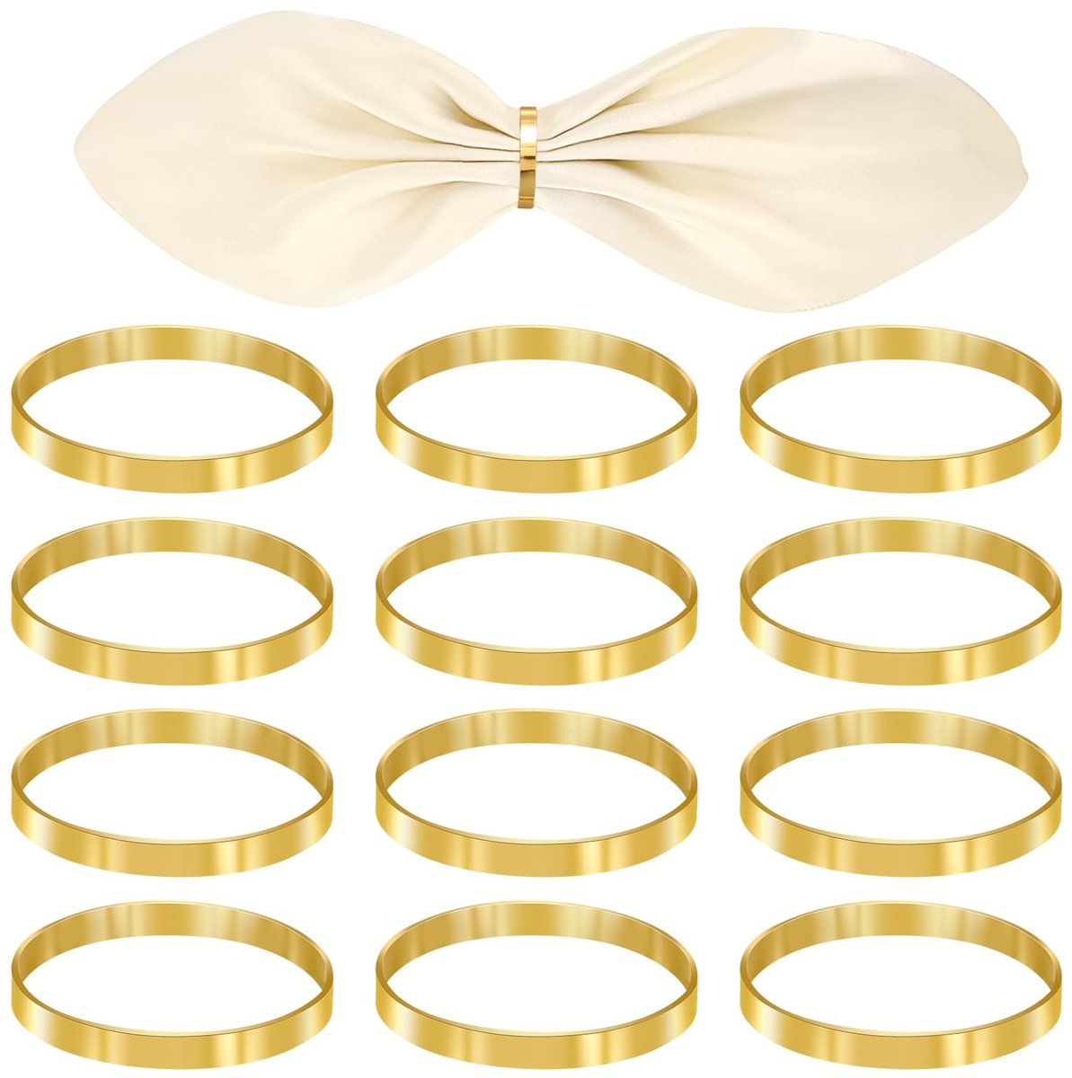 Dailygoods- Servetringen Goud - 12 Stuks - Elegante Servetringen - Tafeldecoratie - Hoogwaardig Materiaal - Maat 4,2 x 0,5 cm - Napkin Rings
