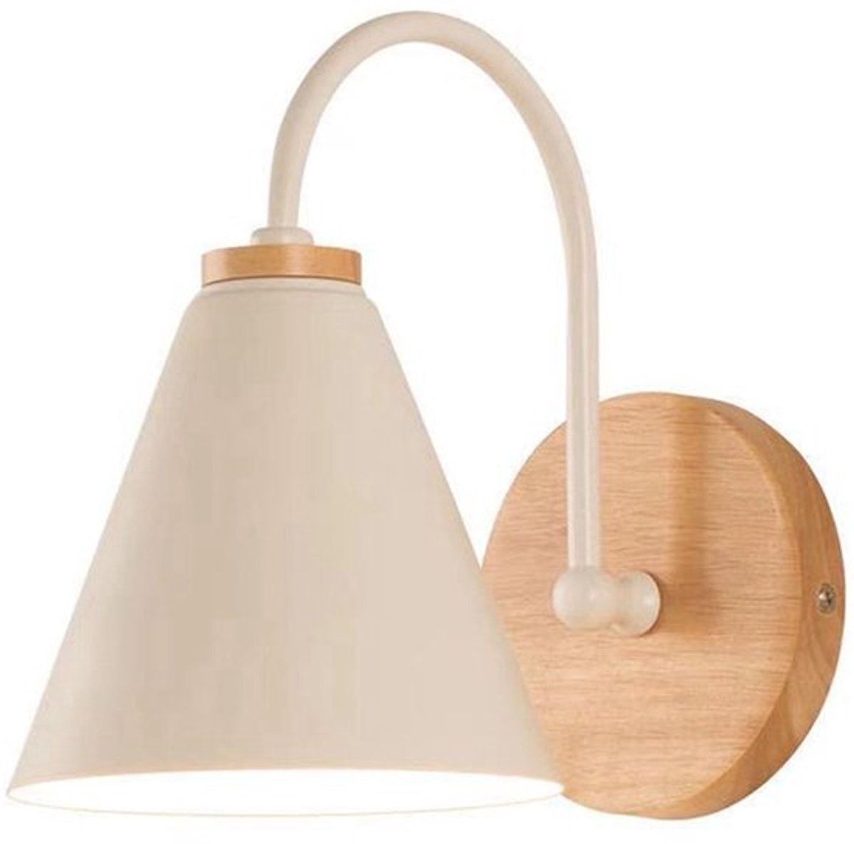 Allecto - Wandlamp - IJzeren Lampenkap - Houten Basis - E27