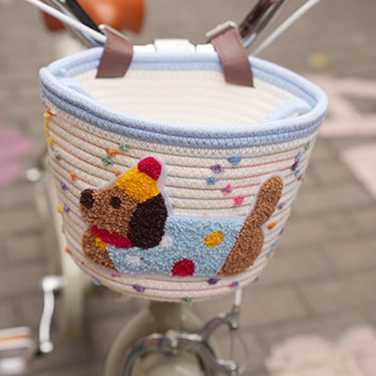 Kinderfietsmand - Zitopslag mand - Fietsen Boodschappen - Schattig teckelontwerp - 21.5 x 16.5 x 16 cm - Blauw