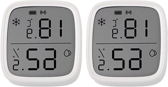 Temperatuur Vochtigheid Sensor - Slimme Hygrometer - Omgeving Monitoren - LCD Scherm Real-time - 2 Stuks - Wit