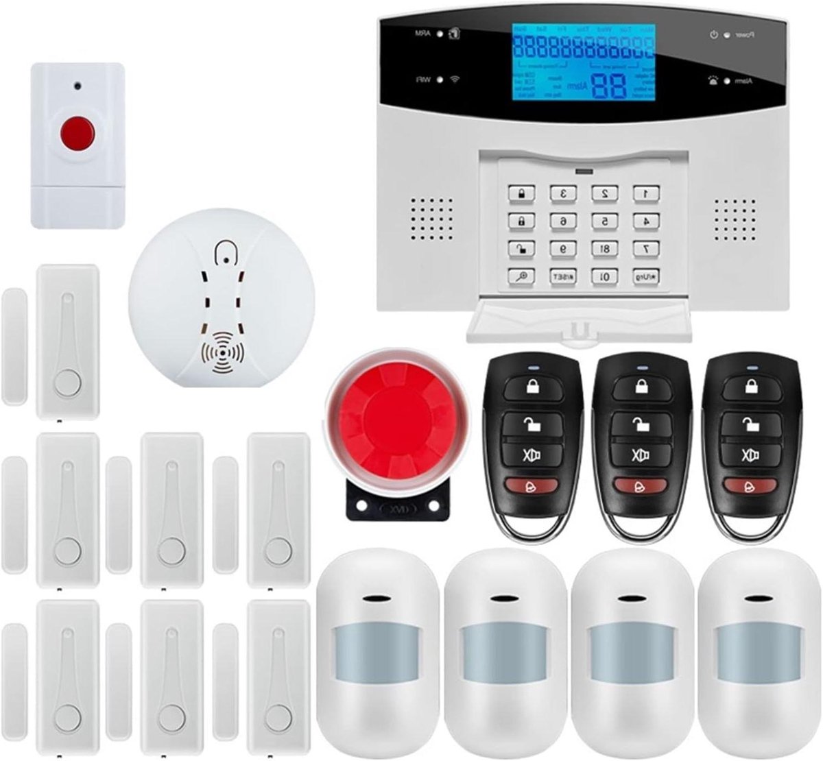 Draadloos Alarmsysteem - Home Security - Huis Beveiligen - App Bediening - 99 Zones - Wit